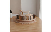Corner Display Shelf Sturdy Construction 3-Tier Wooden Display Stand Large Capacity Fan-Shaped Organizer Rack for Vanity, Dresser