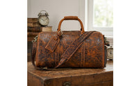 Leather Duffle Bag Structured Duffle Bag with Top Zip Closure Long-Lasting Premium for Men, Travel, Overnight