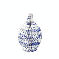 and White Porcelain Pattern Vase Retro-Styled Honeycomb Paper Vase Lightweight Chinese Style Paper Ornament for Store Display, Office
