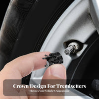 4 Pieces Crown Valve Cap Universal Fit Crown Tire Valve Lids Protect Ed for Vehicle Enthusiasts, Truck Drivers, Auto Detailing, Cycle Wheels
