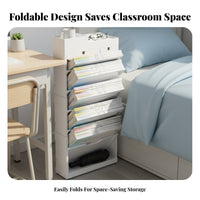 Foldable Rolling Desk-Side Book organizer With casters Multi-Compartment organizer Multifunctional book organizer Space Saving for Students, Teenagers, Office Workers, Classroom, Study Room, Bedroom, Nursery