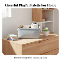 Rectangular Textile Bin Washable Cloth Container with Rope Handles Easy to Clean
