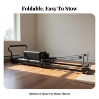 Foldable Pilates Reformer Full-Body Workout Pilates Core Bed Adjustable Resistance Aluminum Reformer Machine for Adults, Beginners, Strength Training