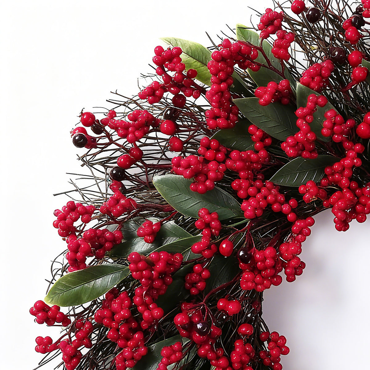 Christmas Artificial Holly Wreath with Red Berries - 50cm
