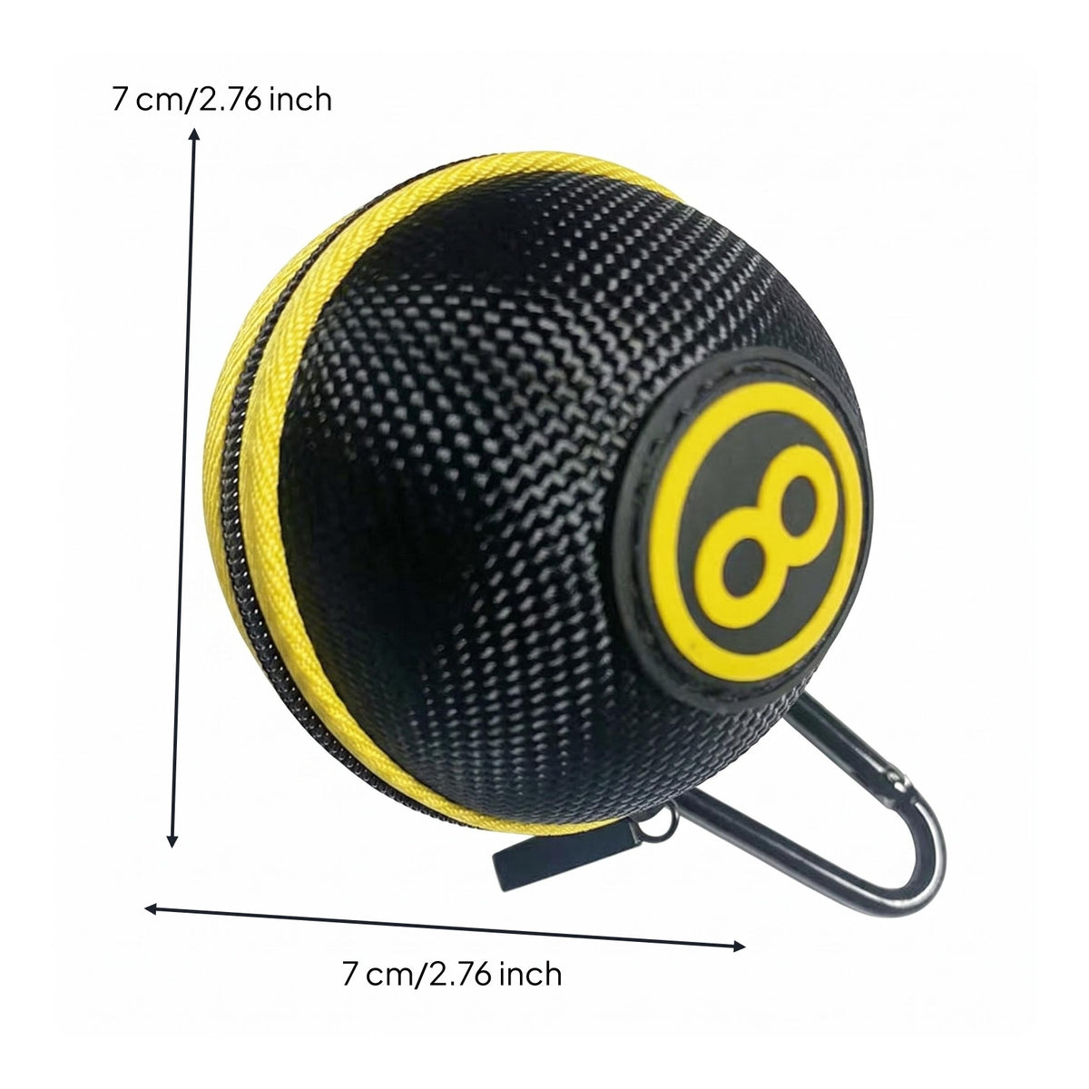 1680D Cue Ball Case Textured Woven Round Cue Ball Pouch Zipper Closure Carabiner Clip