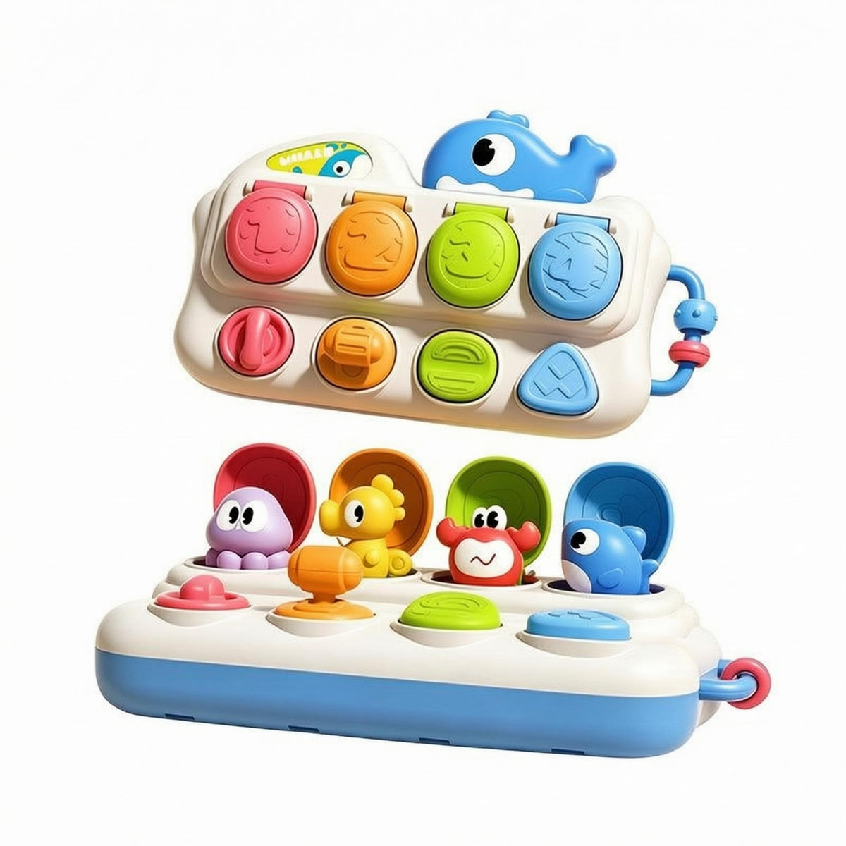 Interactive Hide-and-Seek Toy Spring-up Covers Whale Toy Embossed Texture for Children