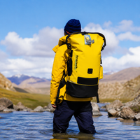 Dry Bag for Kayaking, Roll-Top Dry Bag Backpack, Waterproof for Rafting Caving Hiking, Yellow TPU Outdoor Backpack