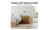 Vintage aesthetic 2-Drawer End Table Distressed Finish Bedroom Furniture Retro Design Nightstand Multiple Storage choices for Homeowners, Interior Designers, Students, Guest Room, Office