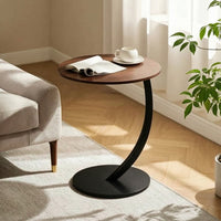 Round Side Table Modern Two-Tier Side Table Space-Saving Nightstand with Storage Shelf for Living Room, Bedroom
