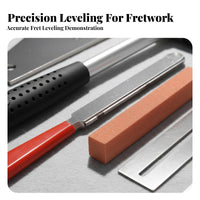 Stainless Steel Guitar Fret Dressing Tool Set Professional Grade Fret Leveling File Kit Precision Measurement for DIY Enthusiasts, on the Go
