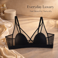 Lace Bralette Plus Size with Breathable Mesh for Everyday Wear, Minimizer Bra Without Underwire and Double Hook Closure, Supportive Design