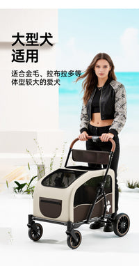 Large Foldable Pet Stroller for Medium and Large Dogs, Outdoor Use, Senior Dog Cart