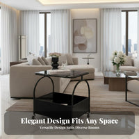 Space-Saving Rolling Side Table Versatile Glass Top End Table Metal Frame Mobile Nightstand Sturdy Construction for Apartment Dwellers, Office Workers, Living Room, Bedroom, Balcony, Bathroom