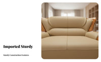 Wood Frame Leather Sofa New Chinese design Living Room Furniture Top-Grain Cowhide Couch for Luxury Shoppers, Homeowners, Villa, Large Apartment, Study