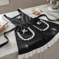 Korean Style Princess Apron Maid Uniform for Women, Breathable Kitchen Cooking Workwear