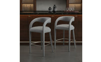 High Back Bar Stool Solid Wood Frame Upholstered Counter Stool Luxury Style Modern Curved Back Bar Chair for Kitchen, Dining Room
