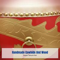 Flat Drum, Cowhide, Chinese Red, Yang Wood, For Dance, Teaching, Event, Percussion