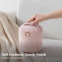 Soft Material Corduroy Makeup Bag Comfortable Handle Large Capacity Cosmetic Organizer Multifunctional for Women, Vacation, Daily Use