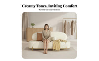 archedhhedd Teddy Settee Creamy aesthetic Sofa Upholstered Reception Bench for Business Owners, Interior Designers, Clothing boutique, cosmetics studio, Lounge Area