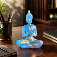 Zen Resin Buddha Figurine Meditative Buddha Figurine with Gold Accents Small Compact for Meditation Corner