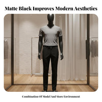 Full Body Male Mannequin Modern Design Matte Black Display Mannequin Realistic Proportions men's Clothing Display Stand for Window Displays, Showrooms