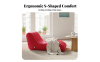 Oversized Inflatable Lazy Sofa Quick Setup S-Shaped Inflatable Lounger Skin-Friendly Material Flocked Inflate Sofa Indoor Outdoor Use for Students, Children, Bedroom, Living Room, Balcony, Backyard