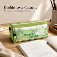 Creative Chinese Style Large Capacity Double-Layer Canvas Pencil Case for Students