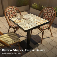 Industrial Design Dining Set Weatherproof French Design Woven Chair Resilient French Wicker Eatery Set for Restaurant Owners, Couples, Patio, Garden