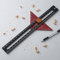 Engraved Measurements Adjustable Scribing Ruler Locking Knob Triangular Marking Ruler Portable