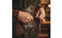 Steampunk Belt with Pockets Medieval-Fantasy Cosplay Belt with Skirt Clip Laced Fanny Pack for Cosplayers