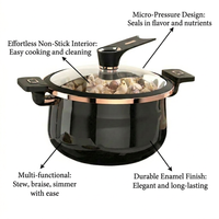 Enamel Pot with Lid, Large Stew for Slow Cooking, Non Soup with Handles for Home Induction Compatible Cookware