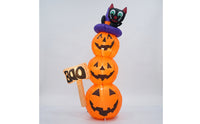 Outdoor Stacked Pumpkins with Witch Hat Spooky Stacked Pumpkin Inflatable Seasonal Jack-O'-Lantern Inflatable Bright for Shop Entrances
