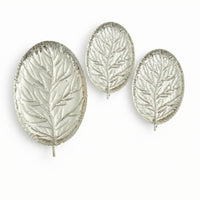 3 Pieces Foliage-shapedShaped Tray Raised Vein Pattern Iron Tray Embossed