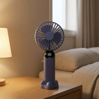 Handheld Mini Fan with Stand USB Rechargeable Portable Fan with Display Compact Lightweight for Students