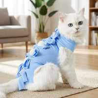 Cat Recovery Suit with Ties, Full Body Post Surgery Cat Clothes for Neuter Suit for Cats, Anti Licking Post-Surgery Recovery