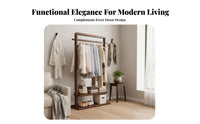 Mobile Design Rolling Clothes Rack with Shelves on Wheels Rolling Closet Organizer with Shelves Sturdy Frame Garment Stand Large Capacity for Apartment Dwellers, Students, Homeowners, Bedroom, Living Room, Entryway, Retail Display