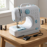 12 Stitch Patterns Compact Sewing Machine Removable Extension Table Portable Sewing Machine Metal Presser Foot Household Appliance Carrying Handle