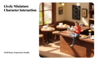 Miniature Cafe Miniature Scene Person Highly Detailed 1:64 Scale Waiter Figurine Hand-Painted Server Model Realistic Features