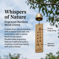 Bamboo Wind Chimes Outdoor, Carving Hanging Wind Chimes for Garden, Melodic Deep Tone for Patio & Balcony Decor