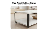 Sturdy and Stable Modern Minimalist Coffee Table Heavy Duty Rectangular Storage Coffee Table Easy to Assemble Living Room Furniture Rounded Corners for Apartment Dwellers, Homeowners, Office Workers, Small Areas, Lounge Area, Home
