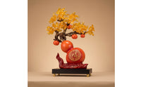 Good Luck Gourd Ornament with Base Tabletop Feng Shui Gourd Display Decorative Feng Shui Ornament Home Decor for Homeowners, Collectors