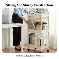 Multi-Tier Rolling Shelf With casters Shelving Unit Space Saving for Dorm Room