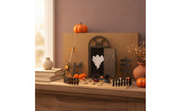Halloween Miniature Door with Ghost Motif Spooky Miniature Dollhouse Door Arched Decorations 3D for Crafters