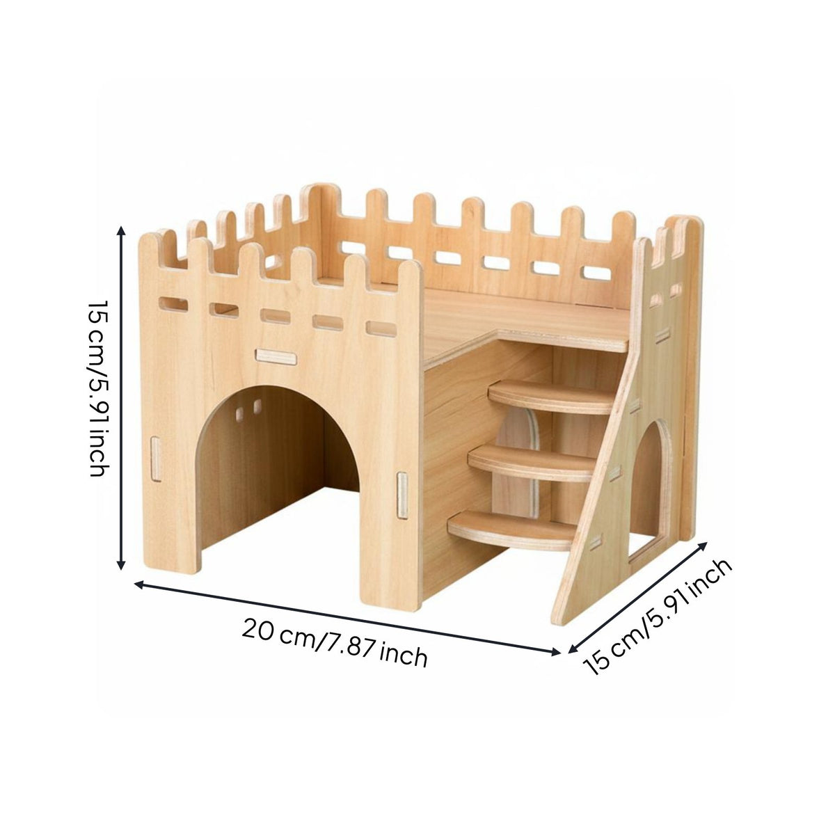 Wooden Hamster House Transparent Acrylic Hamster Cage Accessory Wood Pet Villa for Syrian Hamsters, Enclosure