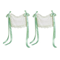 Tulle Chair Bows with Lace Transparent Chair-Back Decorations with Ribbons Sash Adjustable Elegant for Brides