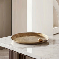 Elliptical Tray Flat Tray with Gold Finish for Coffee Table
