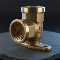 Shiny Wall-Mount Elbow Fitting Gold-Toned Brass Elbow Fitting Compact Corrosion-Resistant