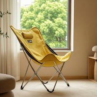 Lightweight Foldable Lounge Chair Portable Sling Chair with Headrest High-Back Compact for Campers, Hikers, Camping, Balcony, Picnics, Barbecue
