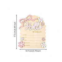 Wooden Baby Milestone Plaque with Ribbon Scalloped Birth Announcement Plaque Compact Welcome Baby Sign Lightweight for Expectant Parents