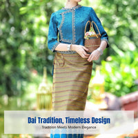 Dai Ethnic Workwear Set, Traditional Jacquard Fabric, Retro Summer Outfit, Elegant Women's Suit